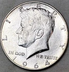 1964-P UNC 90% Silver Kennedy Half Dollar - .362 Oz of Silver & Free Shipping!