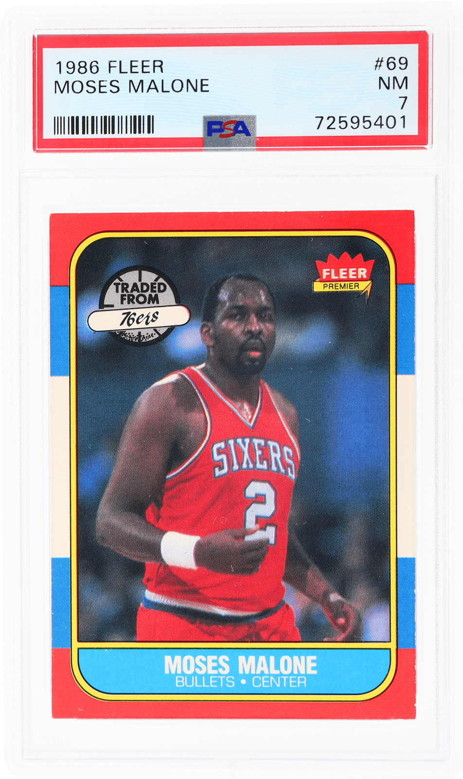 1986 Fleer Moses Malone #69 PSA 7