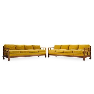 Michael Taylor for Baker Furniture Far East Collection Mid Century Sofa - Pair