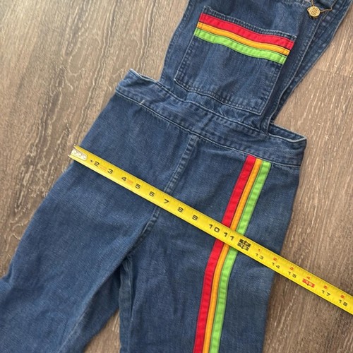 Vintage 1960s Stix Bib Overalls Flare Rainbow Track Stripes M/L USA Talon 42 - Picture 9 of 9