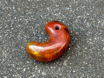 Red Jasper Magatama Comma Bead Tsugaru Nishiki Stone Aomori Japan 2.3cm Rare
