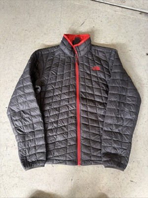 Grey and Orange North Face Puffer Full Zip Size boys xl/mens s-m