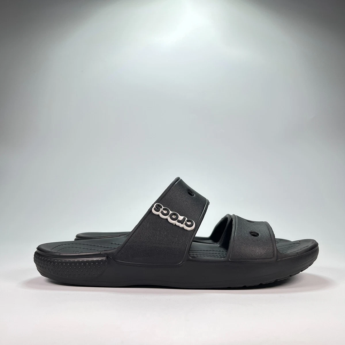 Crocs Dual Comfort Sandals / Slides Men’s Size 12 Black and White Crocs Classic Double Band Slide Mens Sandals Black 206761  main image 3