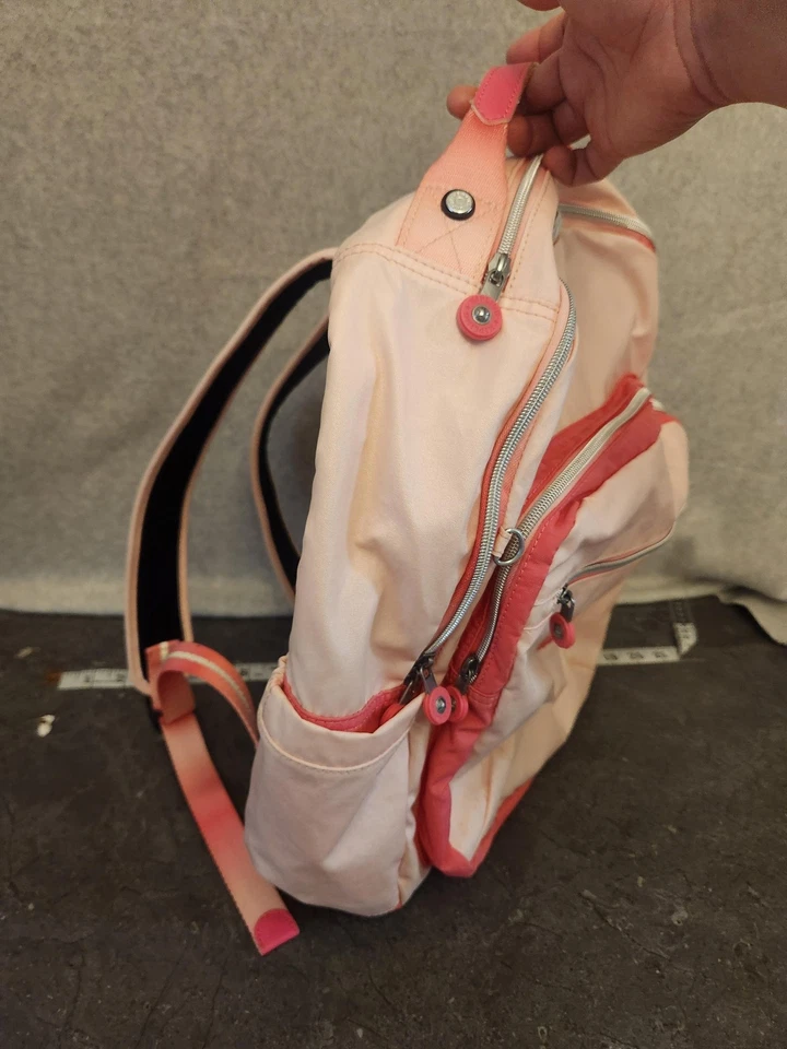 Mochila Kipling Rosa Coral Nylon Multi Bolsillo Cremallera Escuela Bolsa de Viaje Mochila de Día Foto 4 de 4