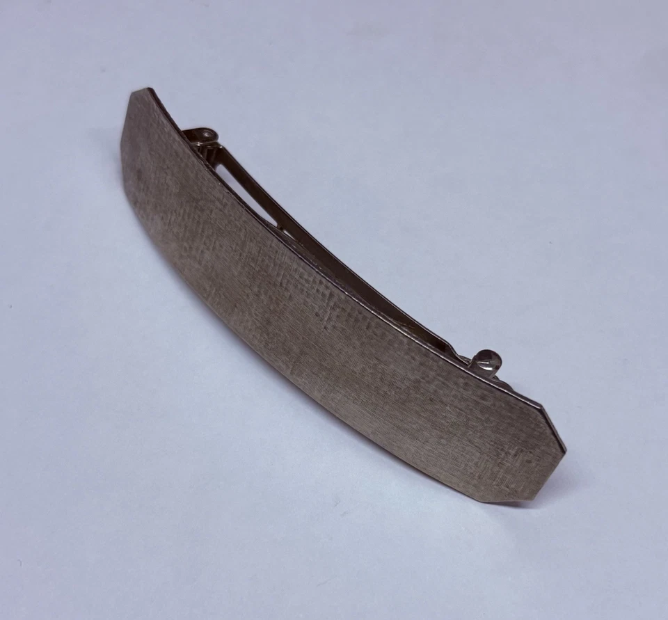 "Clip de pasador de pelo otomático vintage de los años 70 hecho en Francia tono champán 4"" arte 7" Foto 3 de 4