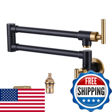 Wowow Pot Filler Faucet Black Gold Solid Brass Pot Filler Wall Mount Kitchen