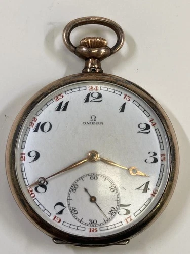 Antique OMEGA 15 Jewels Sterling Silver WW2 Pocket Watch, Doesn't Run (35-#41)