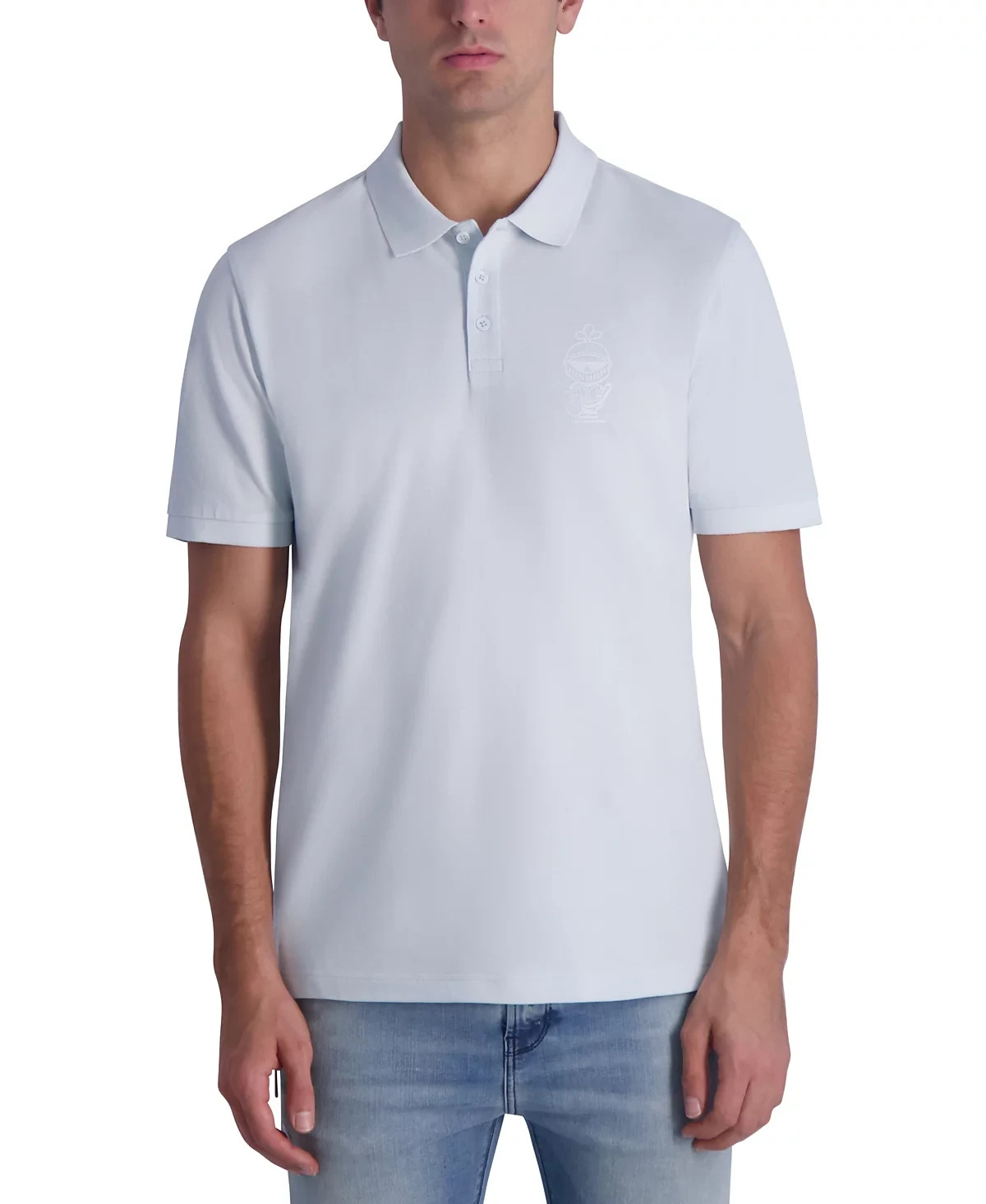 KARL LAGERFELD PARIS Mens Pique Logo Polo Shirt Blue XL 8690₽