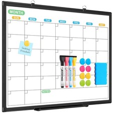 Dry Erase Wall Calendar Whiteboard, 24" x 18", Double Sided
