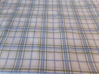 HANDMADE COVER ONLY FLANNEL HEATING PAD BLUE LIGHTGREEN PLAID 12'' X 24''  #1805