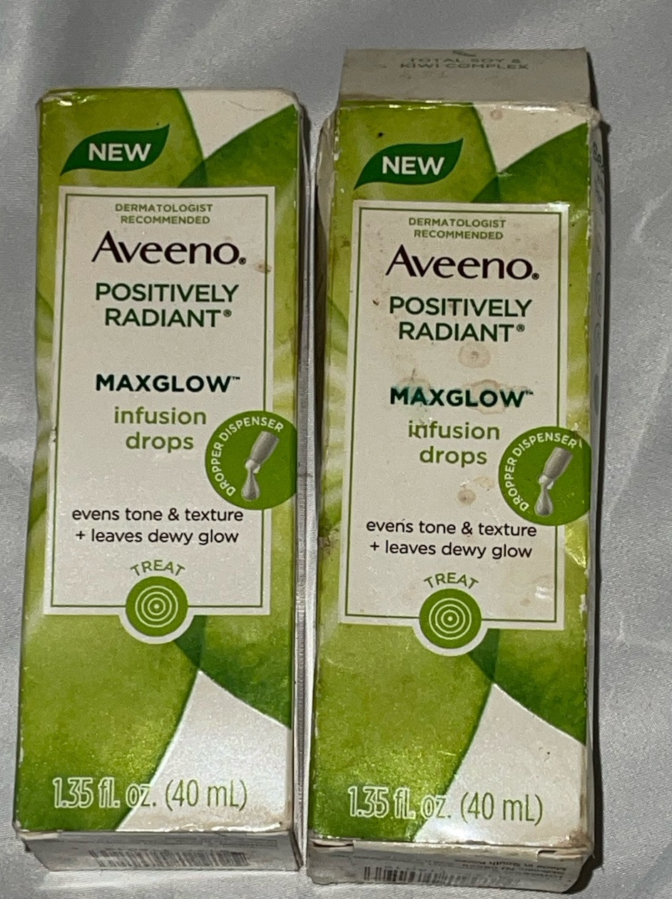 2 x Aveeno Radiant MAXGLOW Infusion Drops 1.35 oz Damaged Exp Unknown