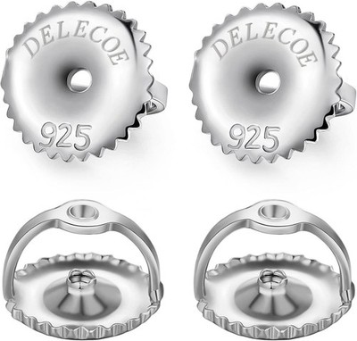 2-Pairs Screw Earring Backs for Threaded Post .032''/0.8Mm,18K Gold Plated Sterli