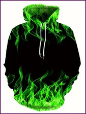 2026 Creative Flame 3D Print Hoodie, Cool Hoodies Mens,Spring Autumn Pullover