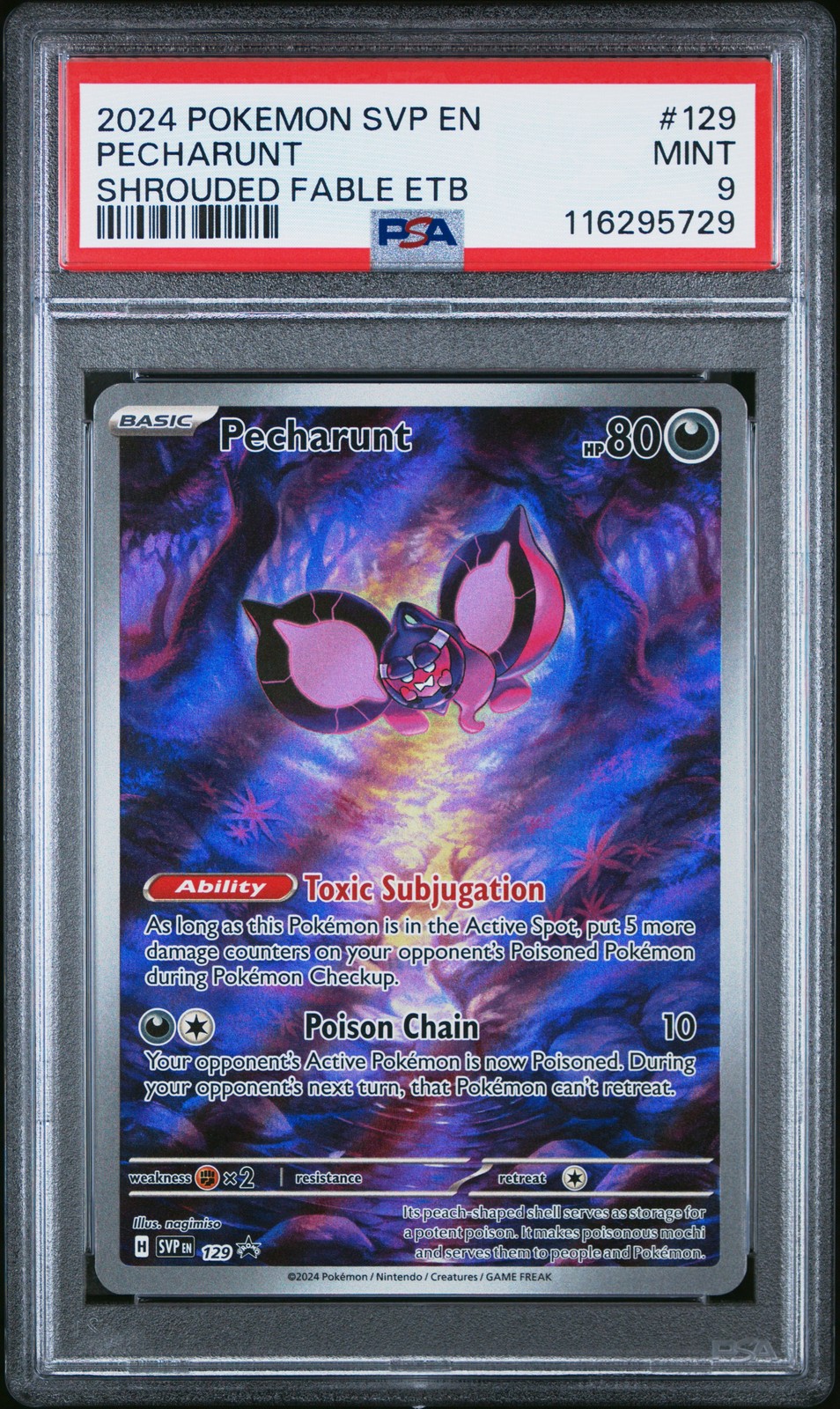 2024 POKEMON SVP EN-SV BLACK STAR PROMO #129 PECHARUNT PSA 9