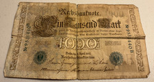 Germany 1000 Mark 1910 Reichsbanknote – Large Kaiserreich GREEN SEAL Circulated