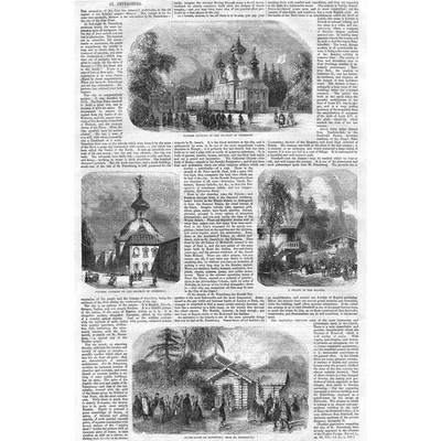 RUSSLAND Ansichten um St. Petersburg - antiker Druck 1856