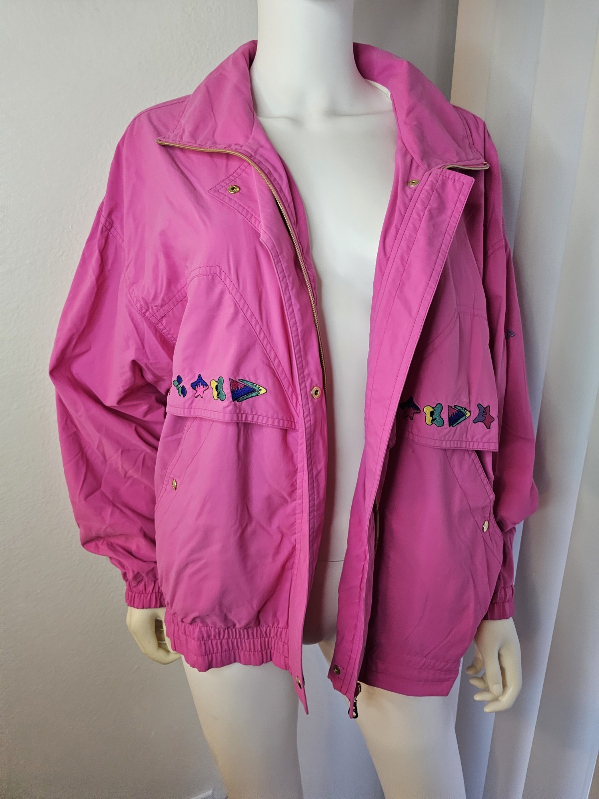 Giacca a vento vintage donna rosa caldo FILA taglia 10 retrò anni 90 made in Hong Kong