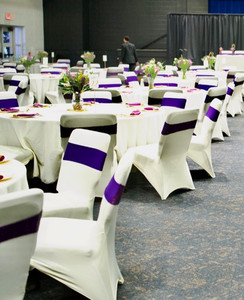 100 Purple One-Sided Sequin Stretch Chair Sashes excellent condition (b)