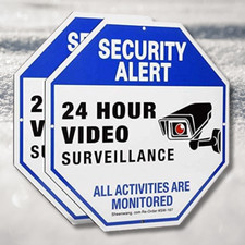2-Pack Security Camera Sign Video Surveillance Signs Outdoor UV Printed 40 Mil