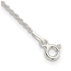 Chain Anklet 9 inches Sterling Silver 1.3mm Solid Rope