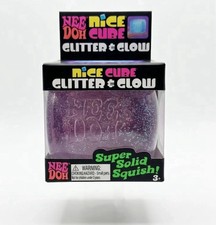 NeeDoh Nice Cube Glitter and Glow Nee Doh Squishy Ice Cube PURPLE 100 Authentic