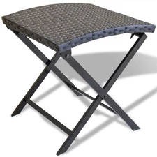  Garden Chair Black Poly Rattan Collapsible Folding Stool Square