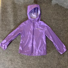 Columbia Rain Jacket Kid XS Hooded Lightweight Purple Packable Shell Windbreaker
