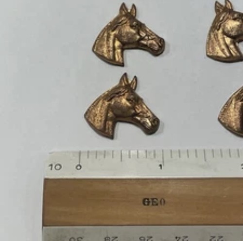 8 Vintage Copper Horse Heads Charm Lot Cowboy Western Craft Jewelry Art - Picture 5 of 9