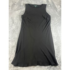 Lauren Ralph Lauren Black Sleeveless Shift Dress Size 14 Round Neck A-Line