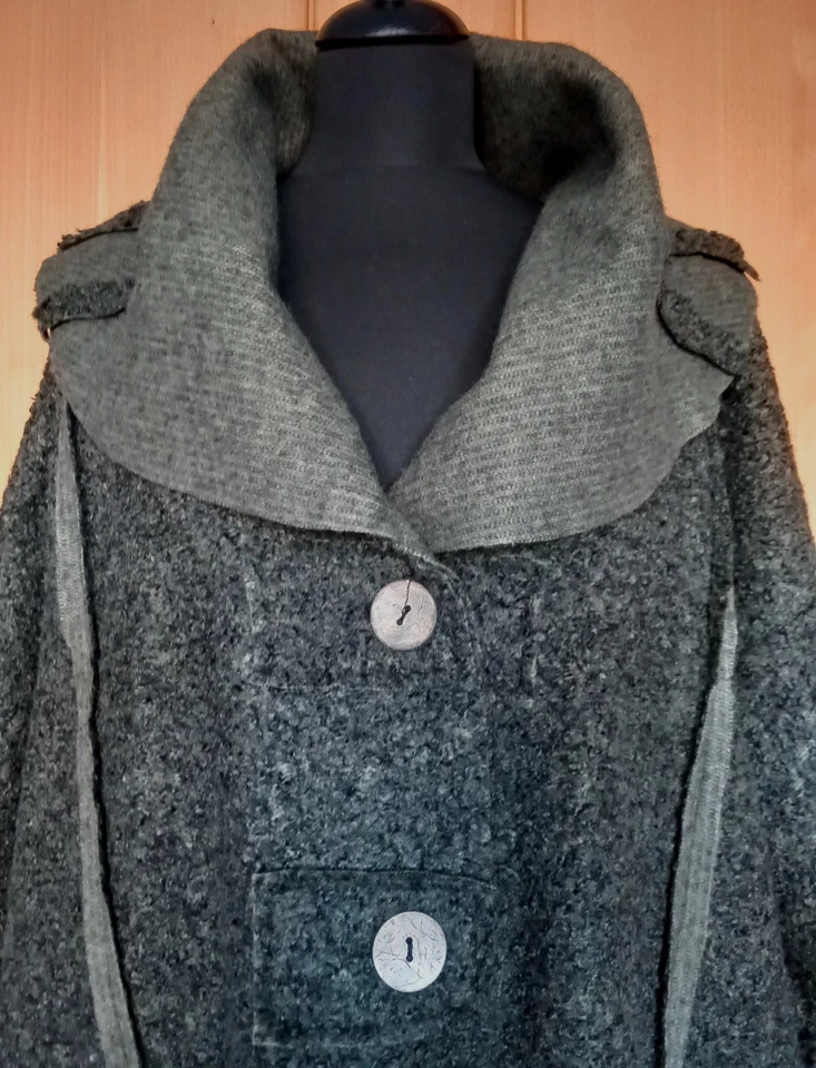 NEW COLLECTION ❤ Mantel Filz Boucle grau ❤ Gr.  52/54/56 ❤ LAGENLOOK ❤ ITALY - Bild 3 von 4