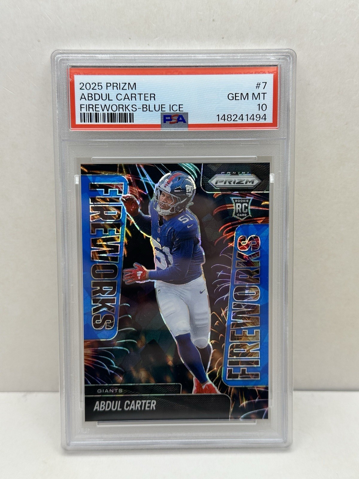 Abdul Carter Panini Prizm Fireworks #7 Blue Ice
