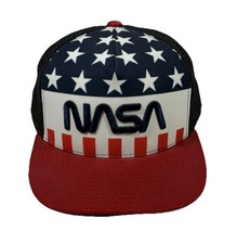 NASA Hat Cap Red White Blue Snapback Stars Bars Mesh USA Space