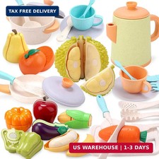 Play Kitchen Accessories, Kids Kitchen Pretend Play Role Play Cutting Fruit Food