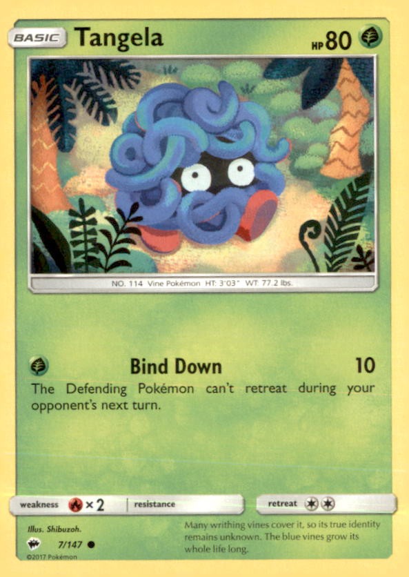Pokemon Tangela 007/147 Burning Shadows 5 Card Lot Non Holo