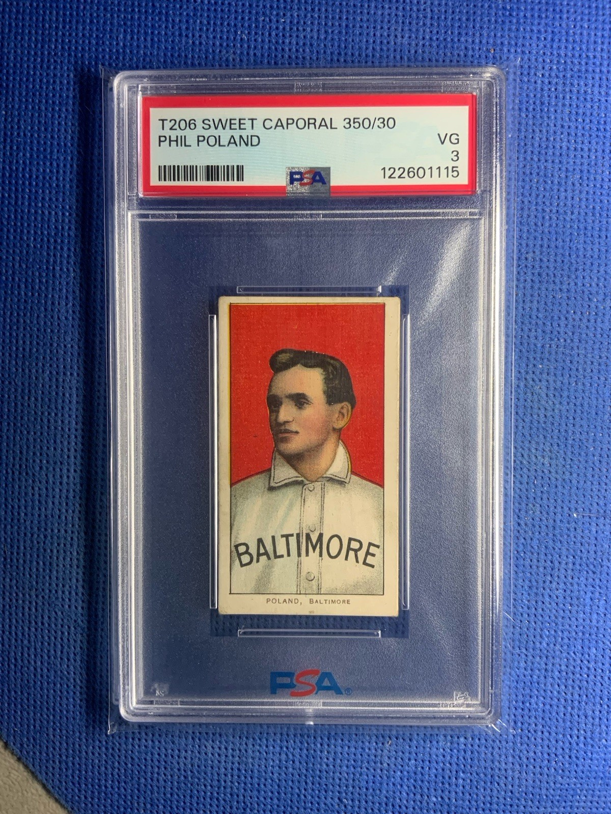 1909-11 T206 Phil Poland SWEET CAPORAL PSA 3