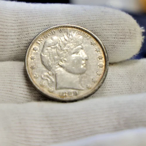 1899 US Barber Silver Half 50c XF (Cleaned)