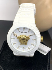 Versace Men's Watch VEEFA0324 V-Pop Swiss Quartz Gold White Rubber Band 43mm