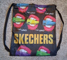 Skechers Shoes The Uno Mouth Teeth Nylon Drawstring Backpack Tote Knapsack Bag