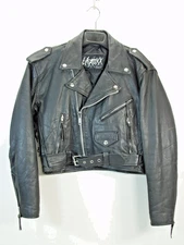 L.A. ROXX BLACK LEATHER JACKET VINTAGE IN GOOD COND. UNI-SEX JACKET W(L) M (S)