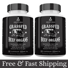 Ancestral Supplements Grass Fed Beef Organ Supplement - Non-GMO, 360 Caps 2Pack