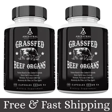 Ancestral Supplements Grass Fed Beef Organ Supplement - Non-GMO, 360 Caps 2Pack