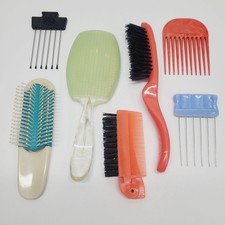 Lot Of 7 Vintage Hairbrush Teasers Combs Retro MCM Ace Stance Goody Kurtell Co