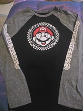 VINTAGE Mario Boys Long Sleeve T-Shirt XL Gray Super Mario Bros Kids