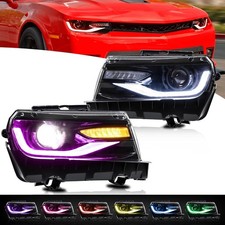 For 2014 2015 Chevrolet Camaro LS LT SS VLAND LED Headlights RGB DRL Left+Right