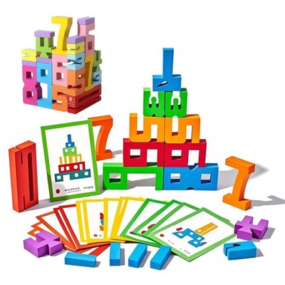 LANPANGZI Wooden Number Building 2 inches x 5 x 0.7 inches, Multicolor 