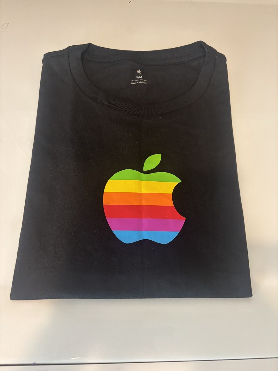 NWT Apple Park Visitor Center T-Shirt Women's Black Rainbow Apple