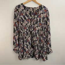 Free People Stealing Fire Floral Mini Dress Navy Women's Size Large