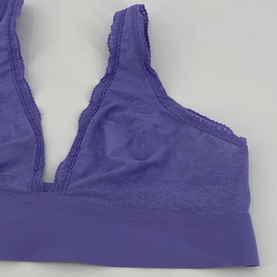 Aerie Smoothez Size Large Lace Plunge Bra Bralette Unlined Wire Free Purple - Image 4 of 4