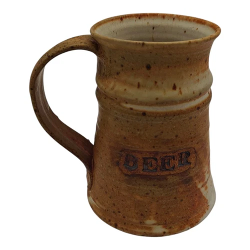 Studio Art Pottery Beer Stein Large Mug Signed