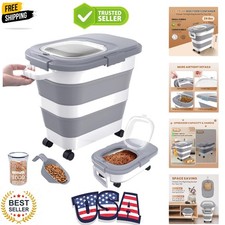 Large 25 lbs Pet Food Storage Container with Airtight Seal and Removable Wheels